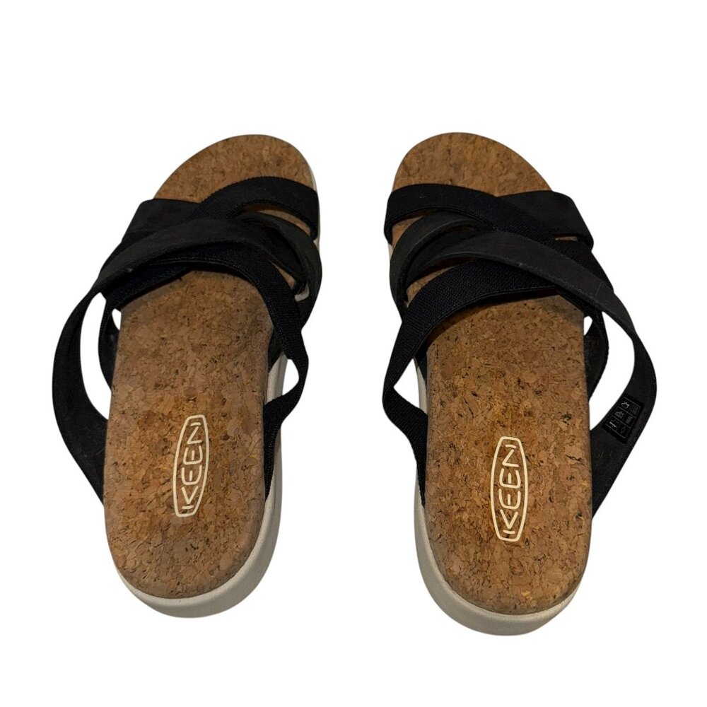 Keen Elle Mixed Slide Sandals Womens 9 Black Birch Leather Summer Spring - Picture 7 of 9